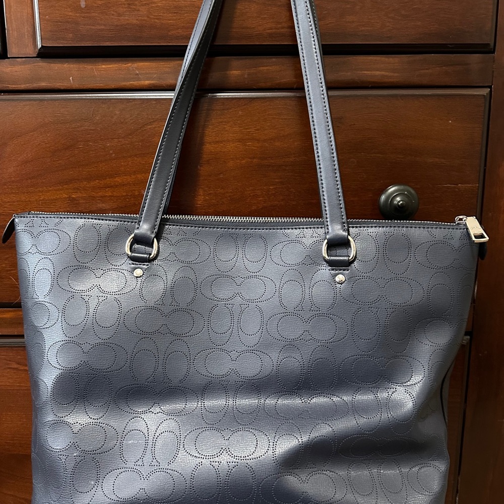 Coach Denim Blue, Leather Gallery Tote Bag - Picture 2 of 9